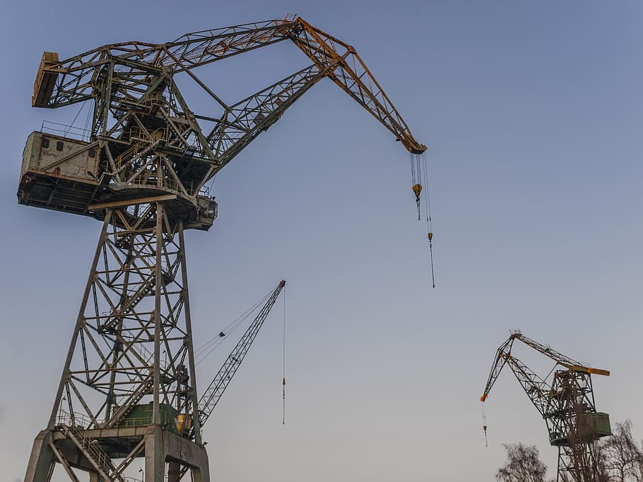 the industry, machine, sky, expression, heavy, gdańsk, boatyard HD wallpaper