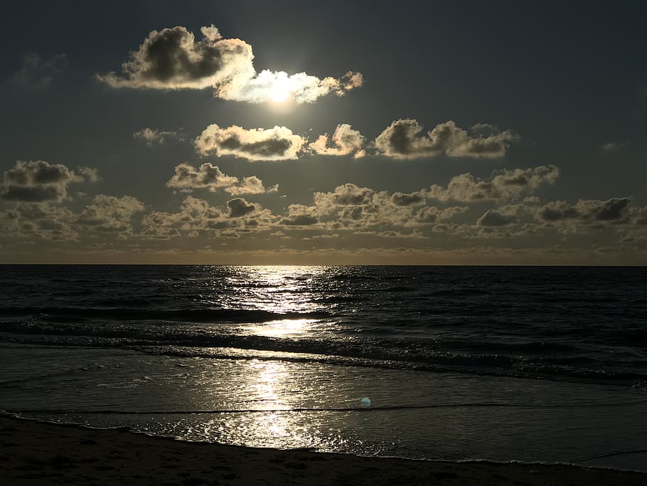 sea, beach, sand, sky, water, horizon, horizon over water, cloud - sky HD wallpaper