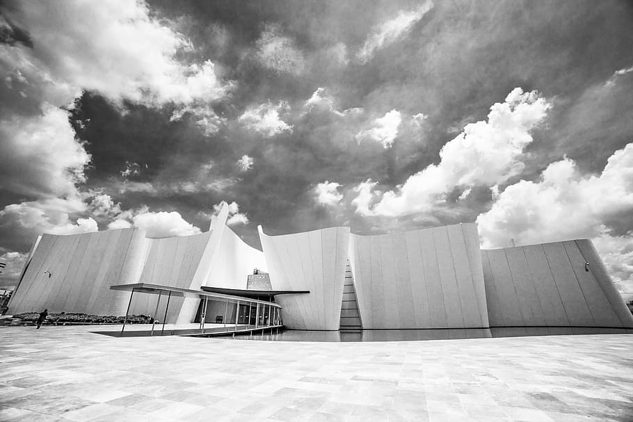 museum, building, modern, architecture, sky, cloud - sky, built structure HD wallpaper