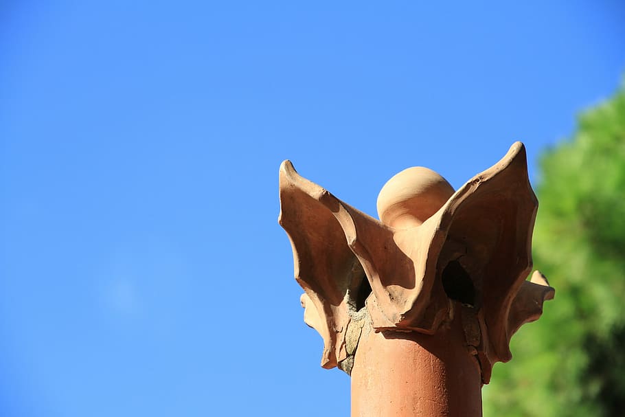 chimney, sky, blue, chimneys, clear sky, copy space, nature HD wallpaper