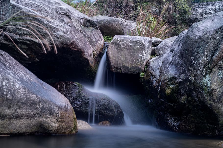 streams, long exposure, rock, water, rock - object, waterfall HD wallpaper