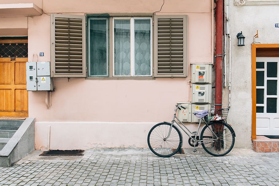 building, house, window, wall, door, glass, bike, architecture HD wallpaper
