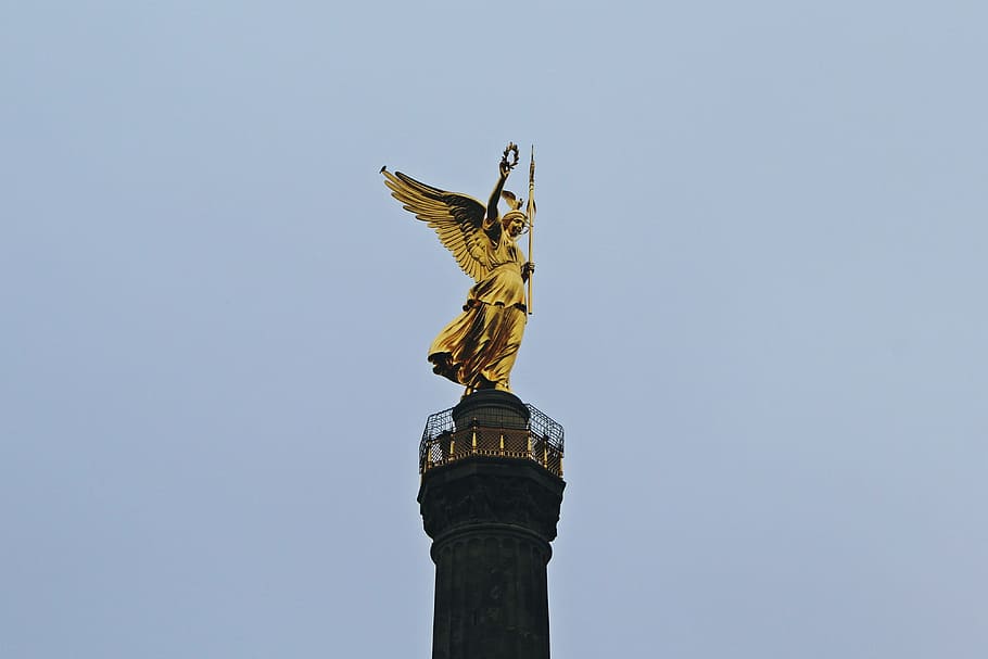 HD wallpaper: brass statue at daytime, siegessäule, berlin, capital ...