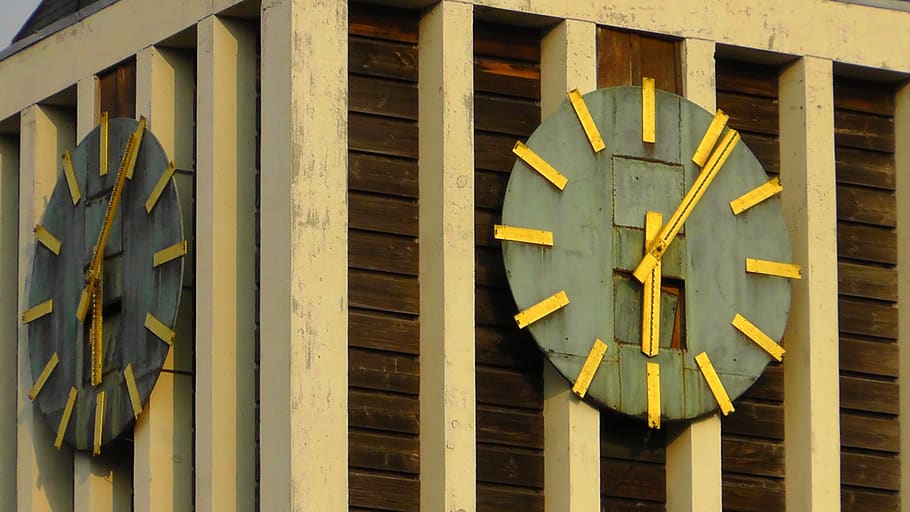 clock tower, time, accuracy, analog watches, analog clock, wooden tower HD wallpaper