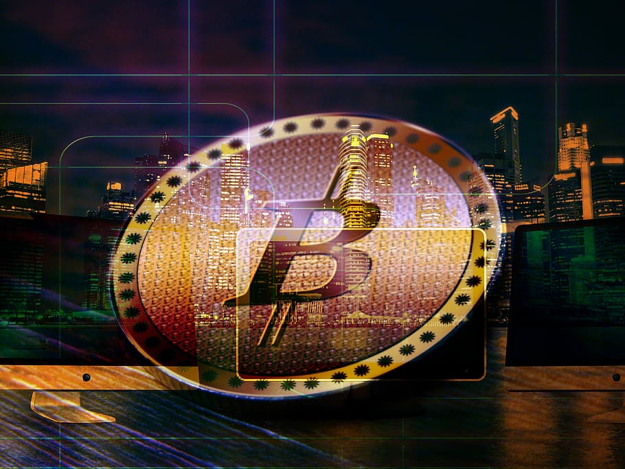 Bitcoin logo, Coin, Money, Electronic Money, currency, imitation, HD wallpaper