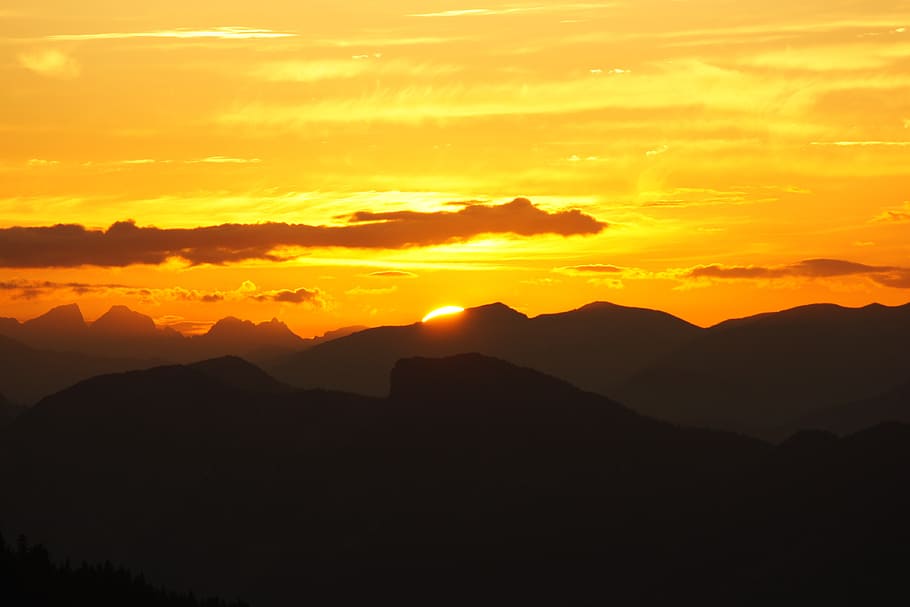 abendstimmung, mountains, sunset, alpine, dusk, atmosphere HD wallpaper