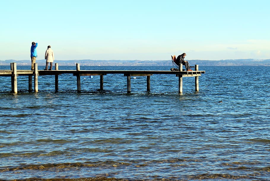 water, lake, web, jetty, personal, human, sky, waterfront, sea HD wallpaper