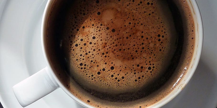 white cup filled with brown liquid, caffeine, enjoy, benefit from HD wallpaper
