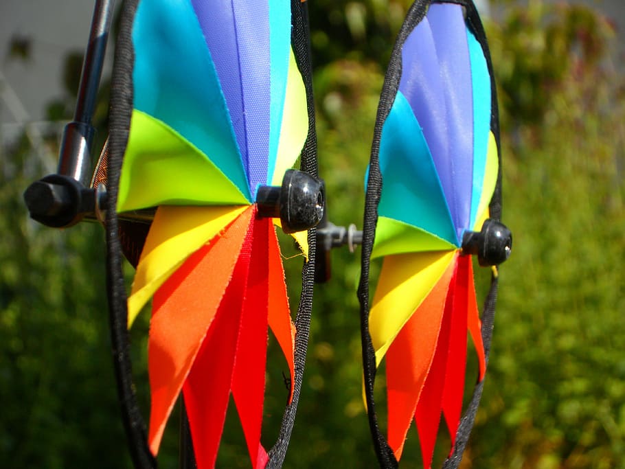 windräder, pinwheel, garden, children, colorful, outdoors, HD wallpaper