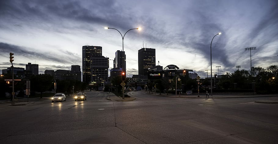 Skyline of Winnipeg at Night, canada, featured, lights, manitoba, HD wallpaper