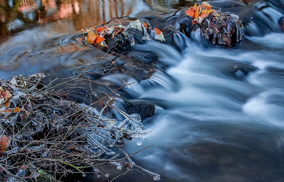 times lapse photography of waterfalls, river, bach, waters HD wallpaper