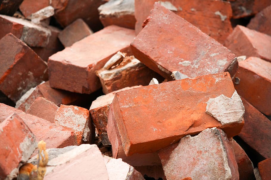 bricks, batch, desktop, pile, construction, full frame, backgrounds HD wallpaper