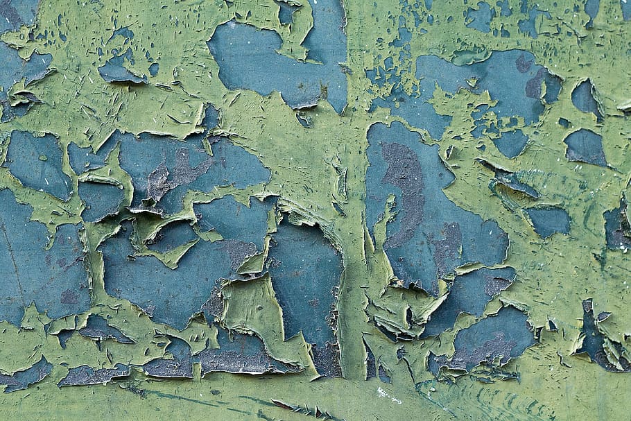 blue paint with green paint coming off, textile, background HD wallpaper
