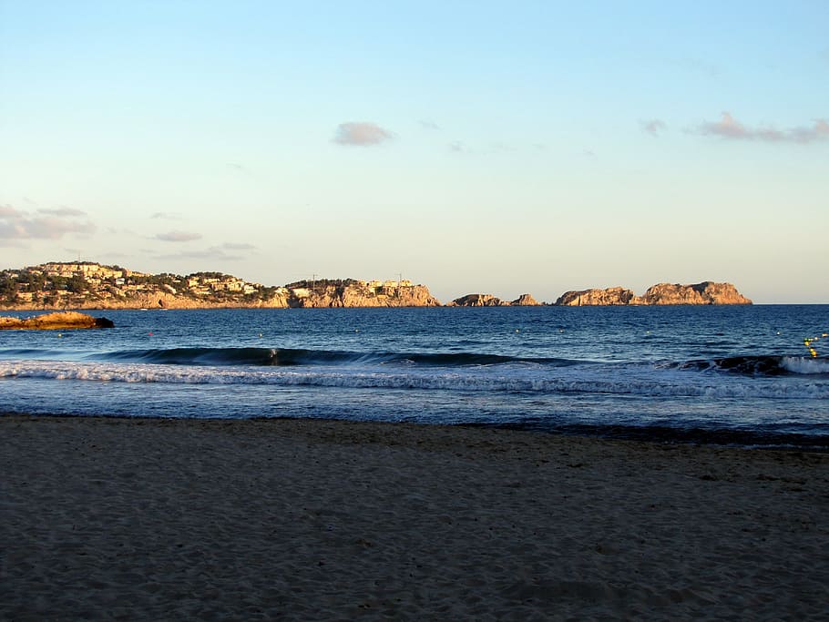 Sunset, Beach, Sea, Mallorca, Paguera, nature, beauty in nature HD wallpaper
