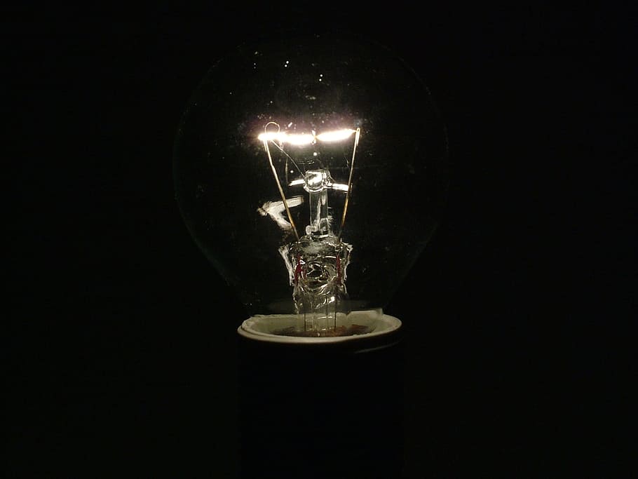 Light Bulb, Lamp, Lighting, Pear, disappearing, hell, dark, HD wallpaper