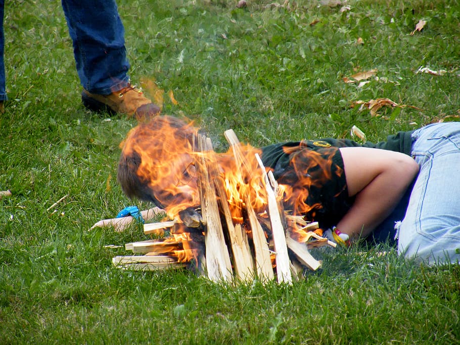 fire, flame, grass, danger, dangerous, outside, outdoor, flames HD wallpaper