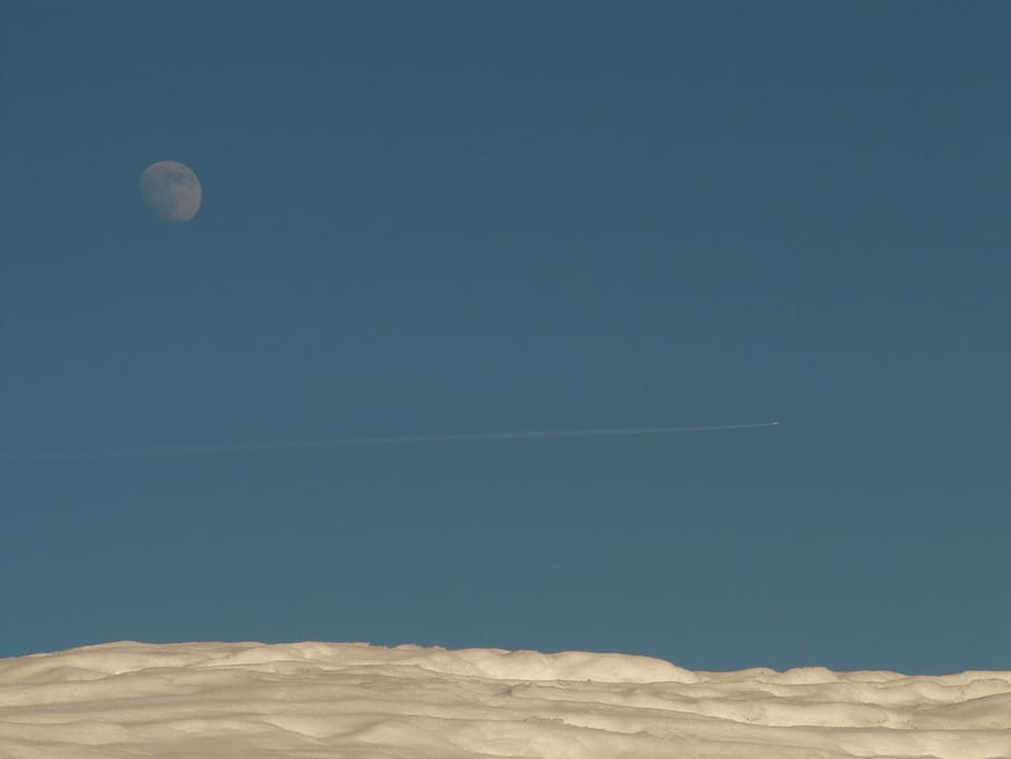 smond, snow, wintry, winter, snowy, cold, white, aircraft, contrail HD wallpaper