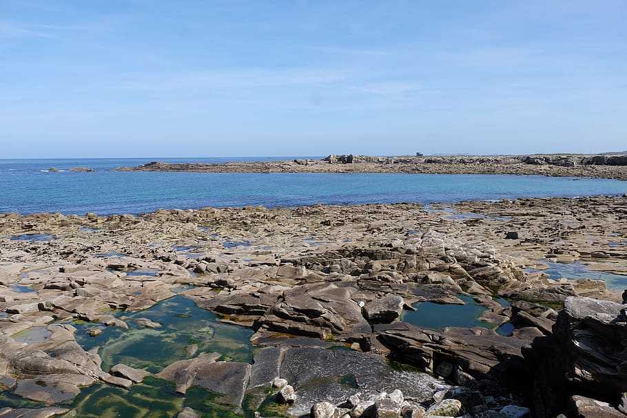 brittany, landscape, sea, side, blue, water, sky, beauty in nature HD wallpaper
