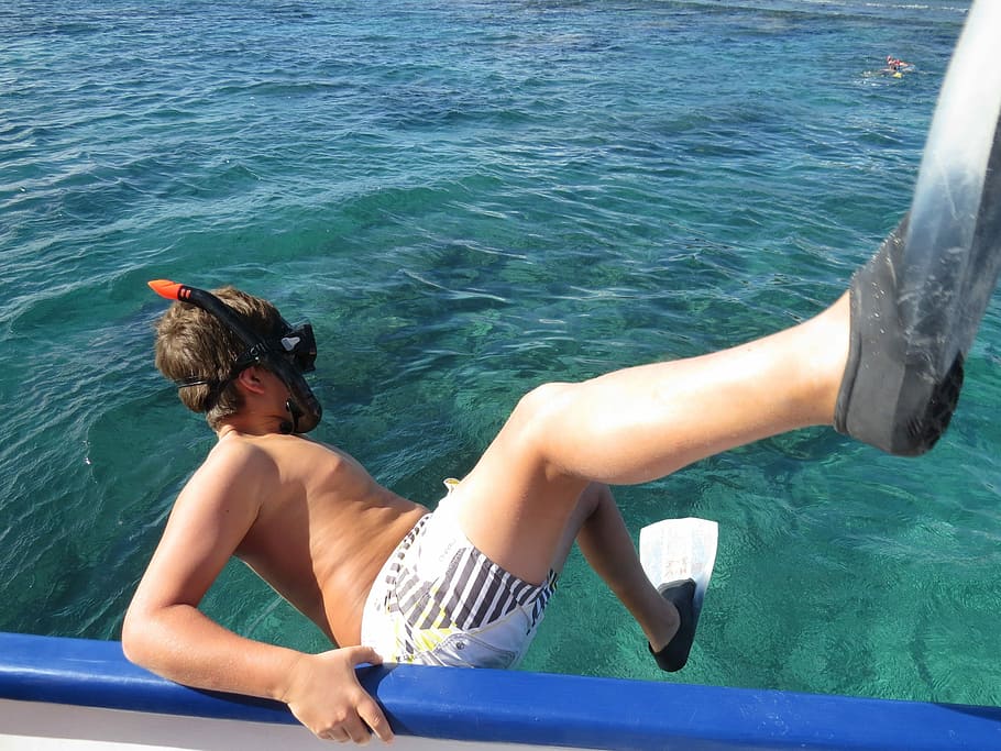 Boat, Blue Sky, Sky, Diving, Jump, Dream, mar, litoral, nature HD wallpaper