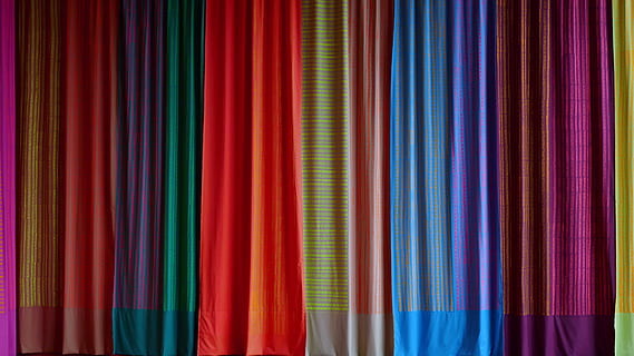 space, curtains, stage, theater, colorful, fabric, stripes HD wallpaper