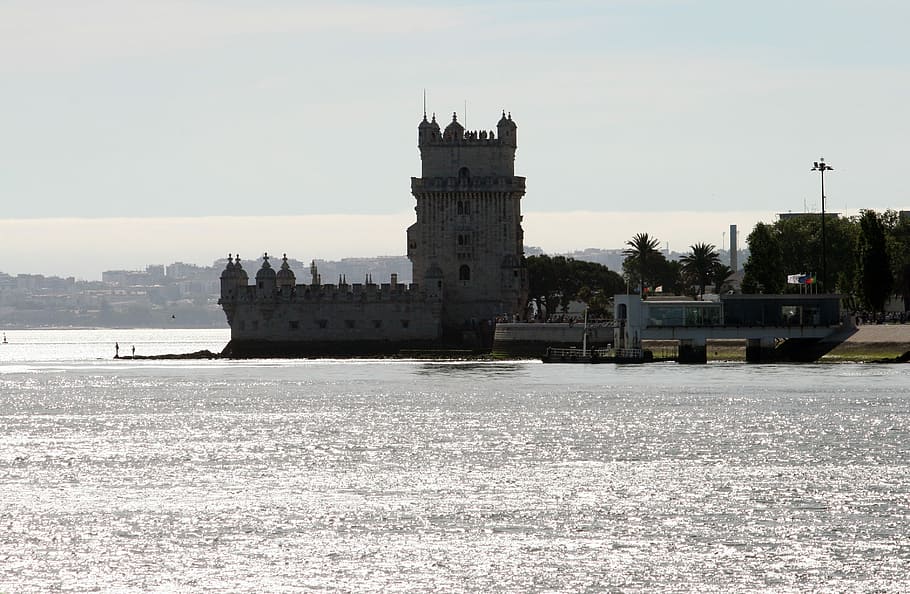 Belém Tower, Lisbon, Portugal, water, architecture, river, HD wallpaper