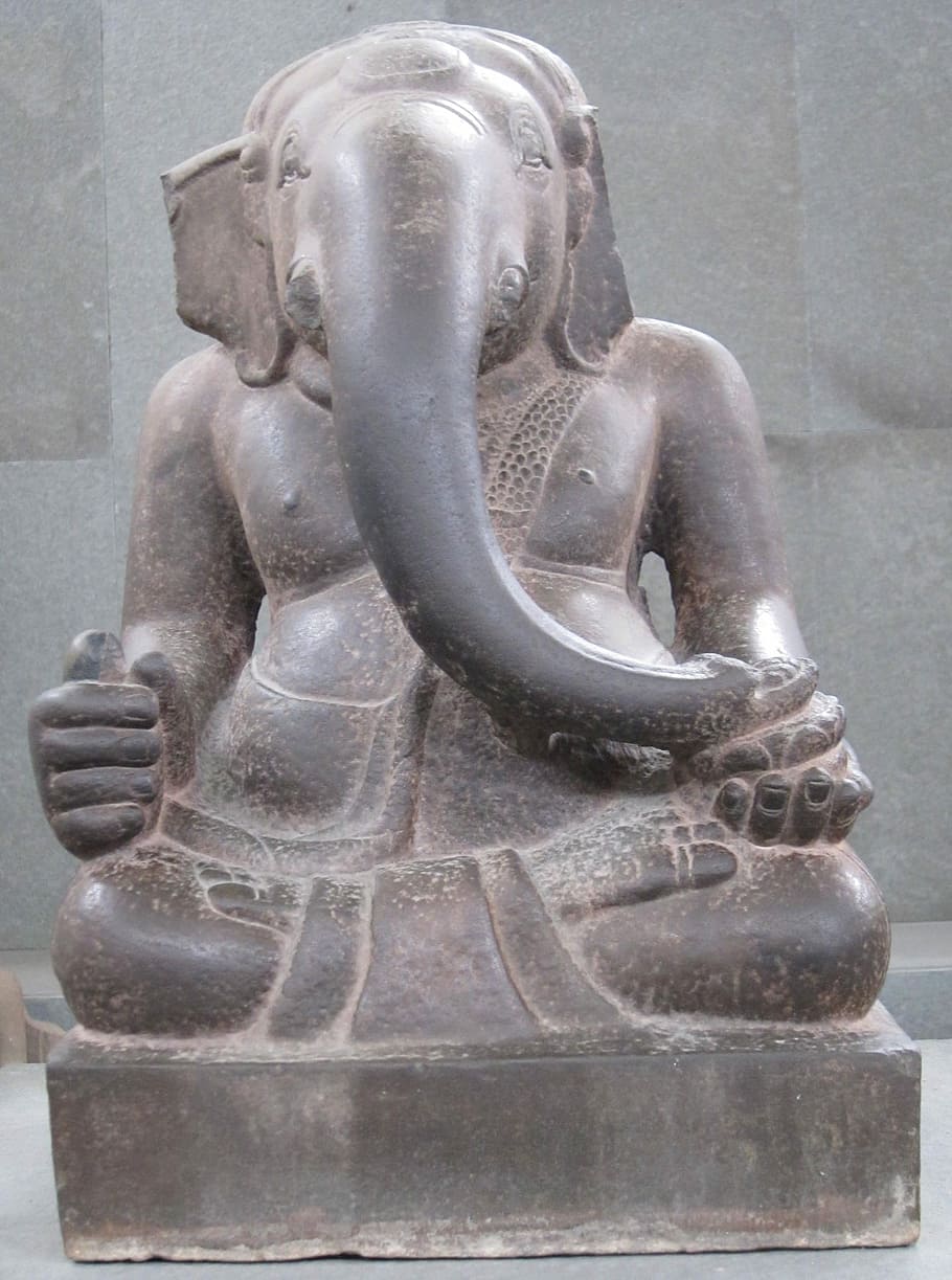 Ganesha, Sandstone, Sculpture, Museum, cham, asia, statue, culture, HD wallpaper