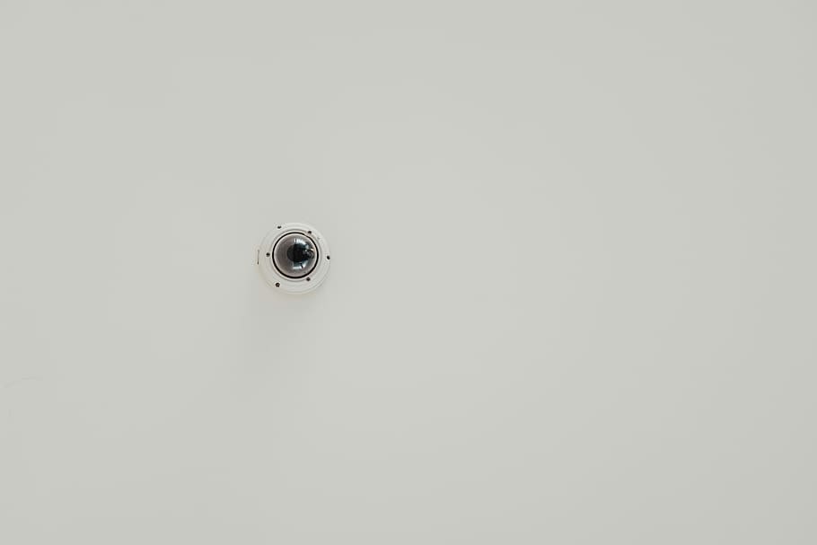 black security camera on ceiling, security system, technology HD wallpaper