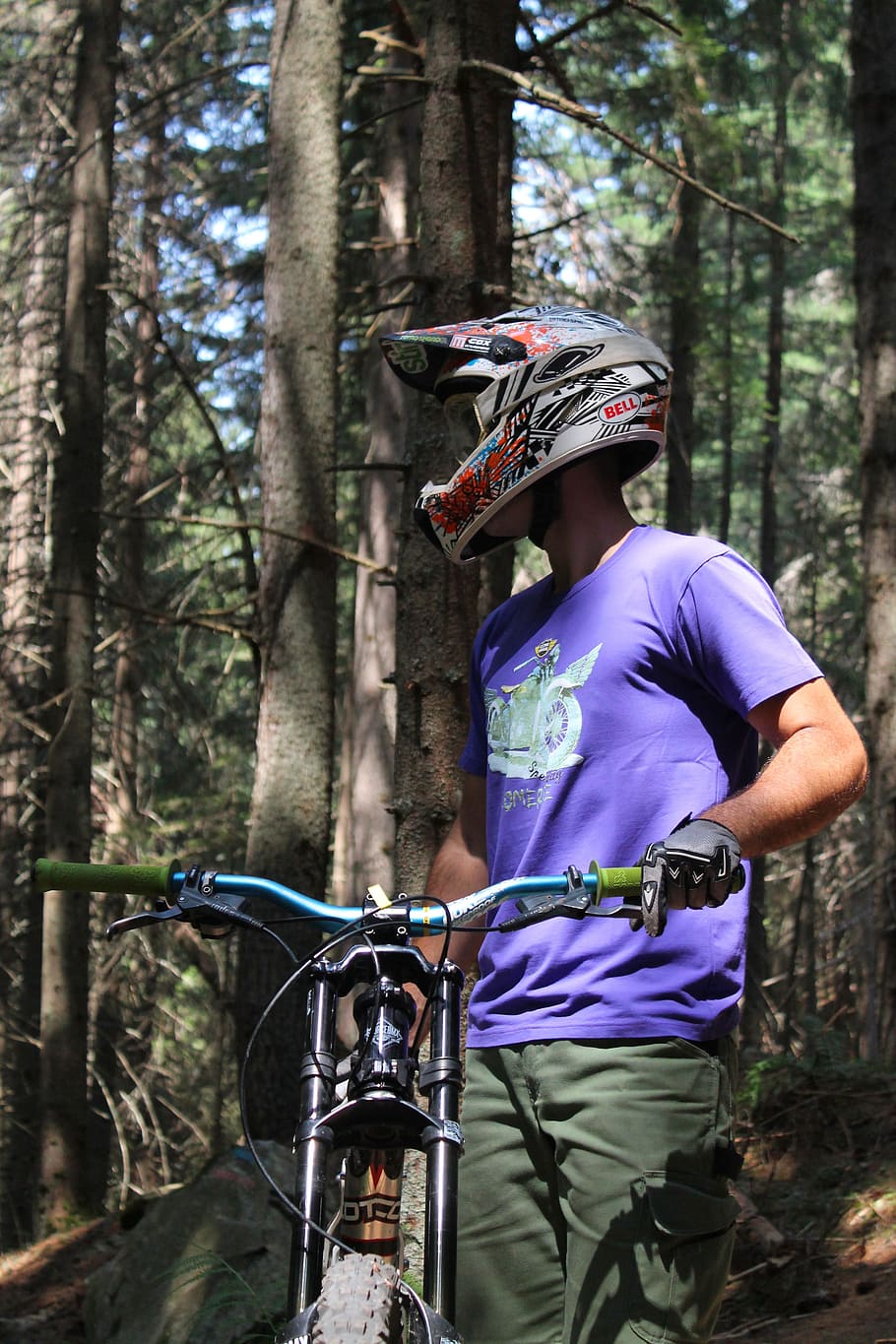 wheel, nature, helmet, tree, leisure activity, bicycle, real people HD wallpaper