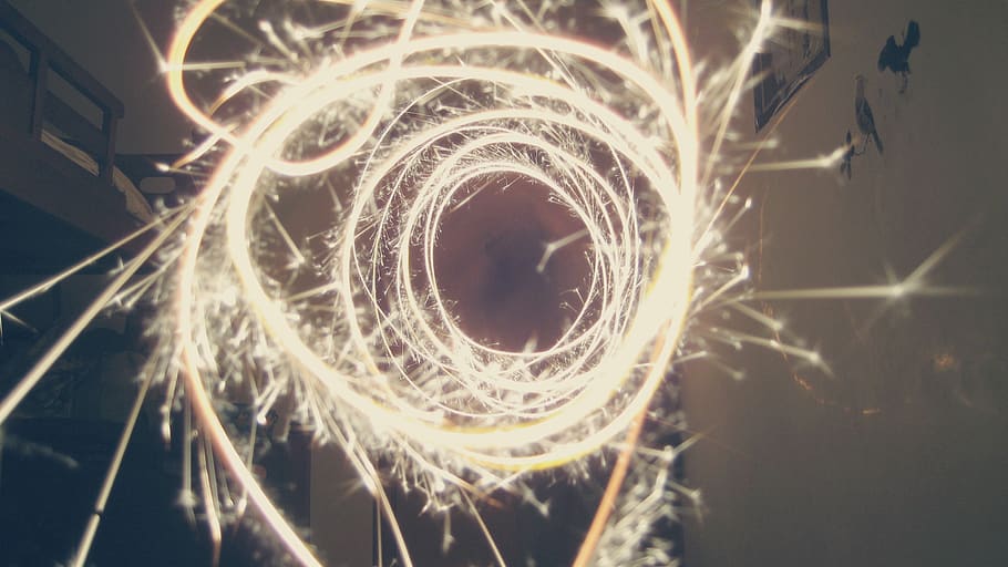 long exposure, fireworks, light and shadow, blurred motion HD wallpaper