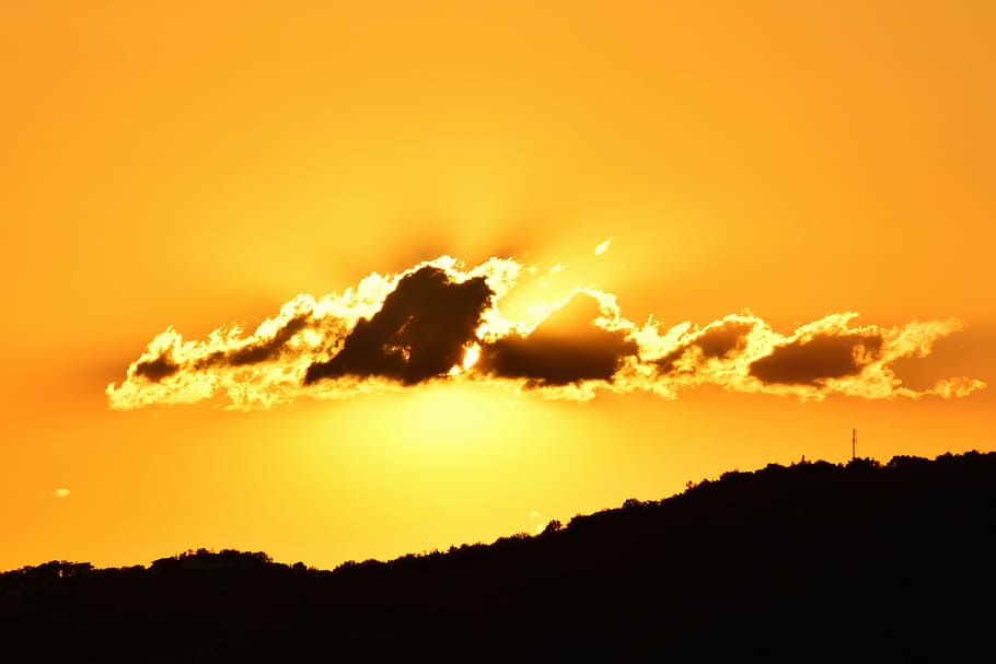 sun, sunset, clouds, romantic, sky, beauty in nature, silhouette HD wallpaper