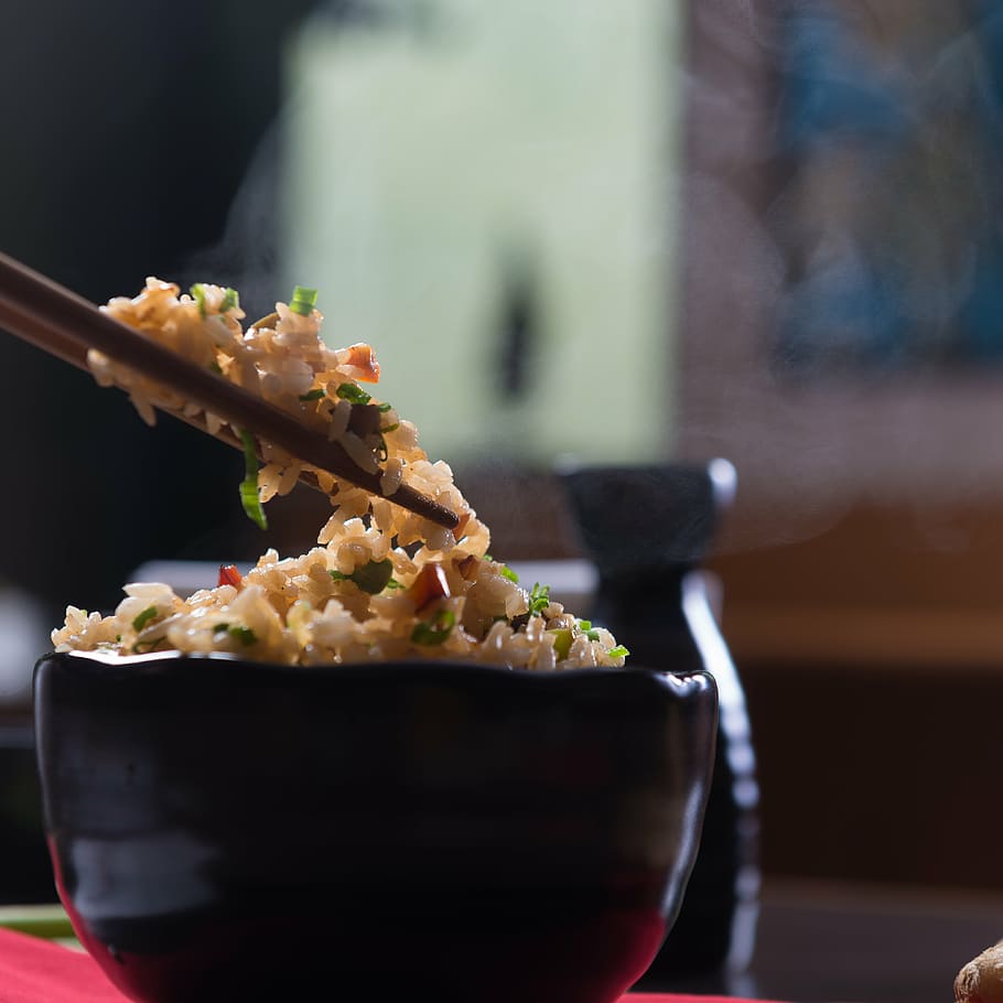 appetizer, blur, bowl, ceramic, chopsticks, close -up, cuisine HD wallpaper