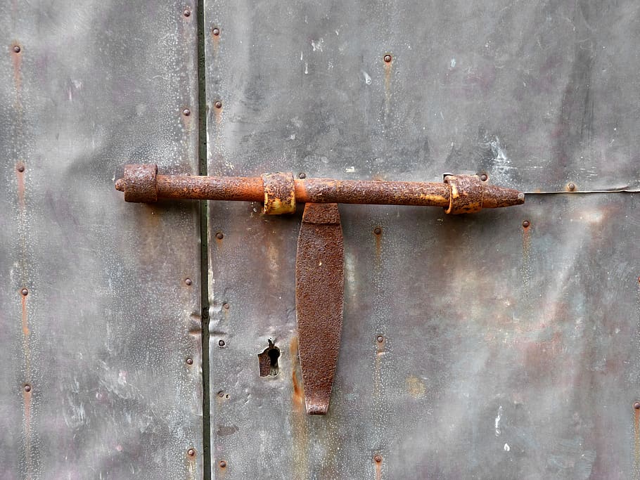 bolt, door, close, closed, old, rusty, iron, unclean, metal HD wallpaper