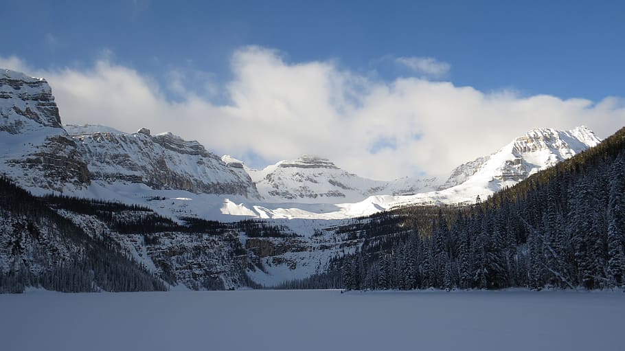 HD wallpaper: boom lake, banff national park, west canada, winter, snow ...