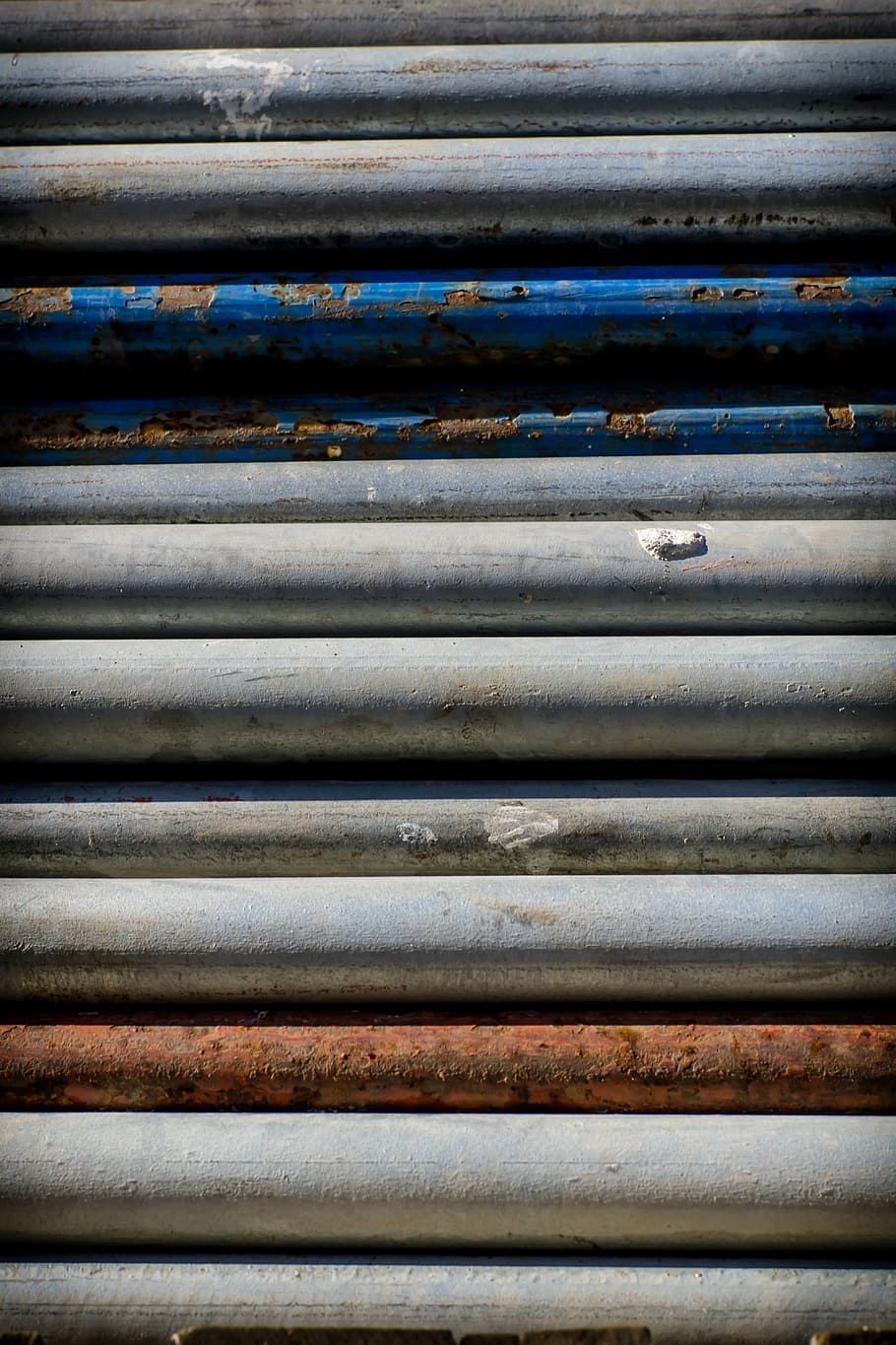 scaffolding, pipes, steel, metal, tube, industrial, stack, backgrounds, HD wallpaper