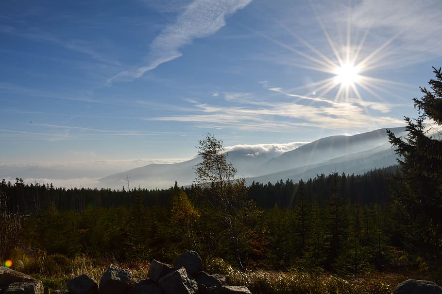 sky, the sun, clouds, west, west invites, nature, mountains HD wallpaper