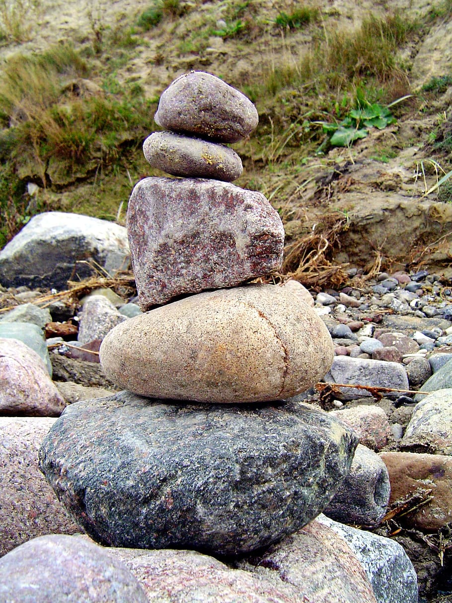 stone tower, stacked, stone on stone, each other, stability