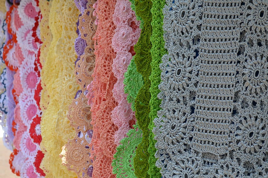 crochet, texture, crafts, backgrounds, multi colored, full frame HD wallpaper