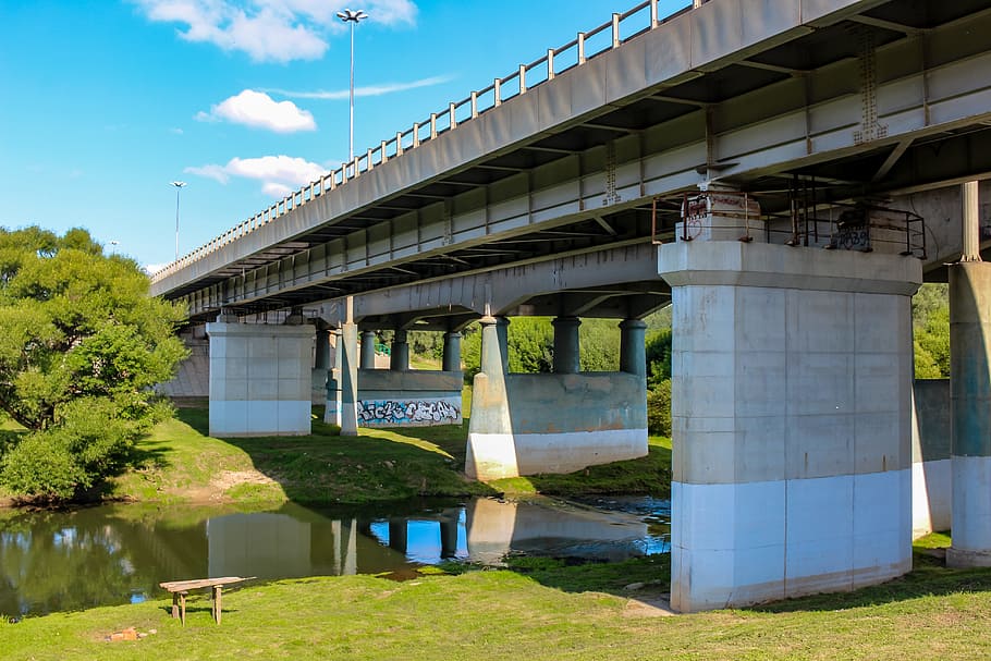 bridge, car, river, road bridge, beach, summer, russia, powerful HD wallpaper