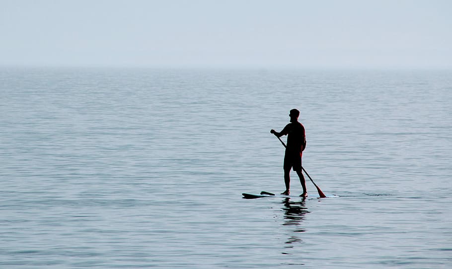 man paddle board on water, Sup, Stand Up Paddle, Atlantic, water sports, HD wallpaper