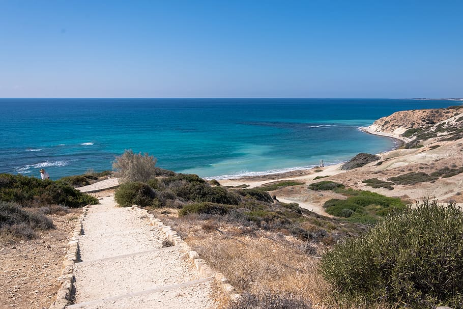 path, sea, bay, landscape, vacation, seashore, destination HD wallpaper