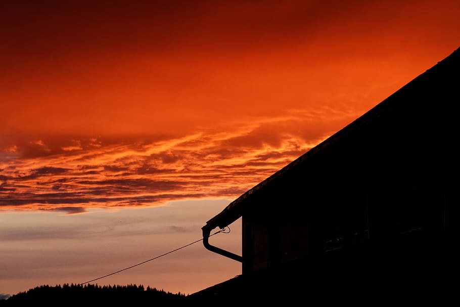 sunset, shadow, abendstimmung, sky, evening, nature, darkness HD wallpaper
