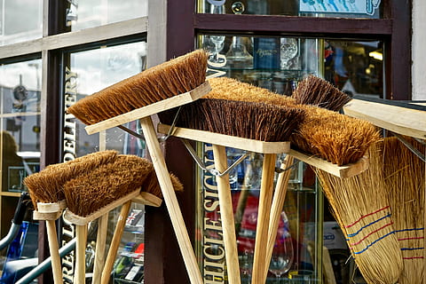 brown wooden brooms, sweep, brush, sweeping, clean, tool, broomstick HD wallpaper