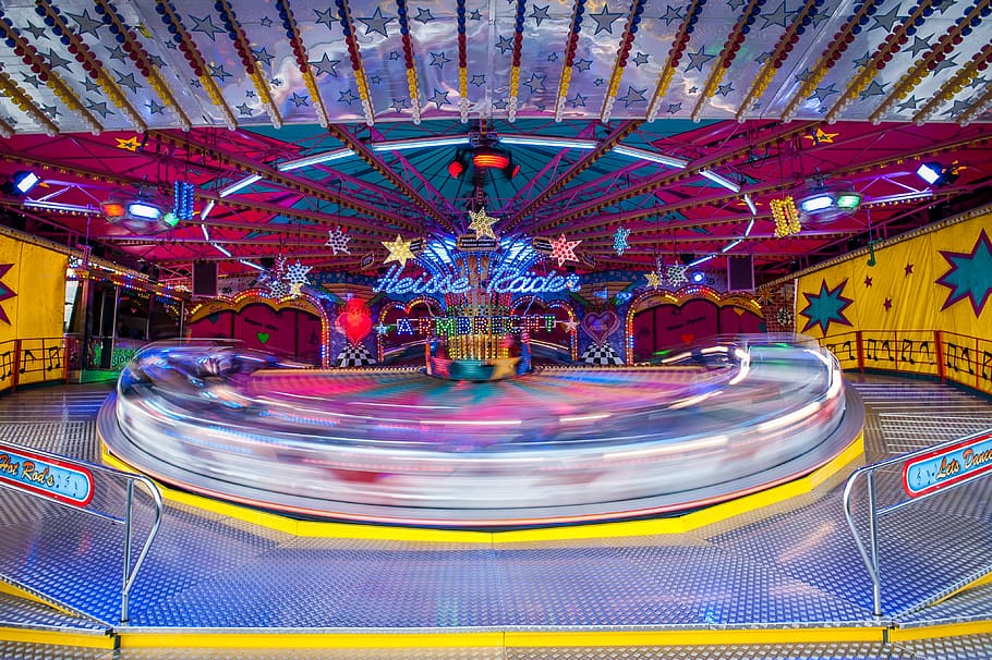 amusement park, blur, bright, carnival, design, entertainment, HD wallpaper