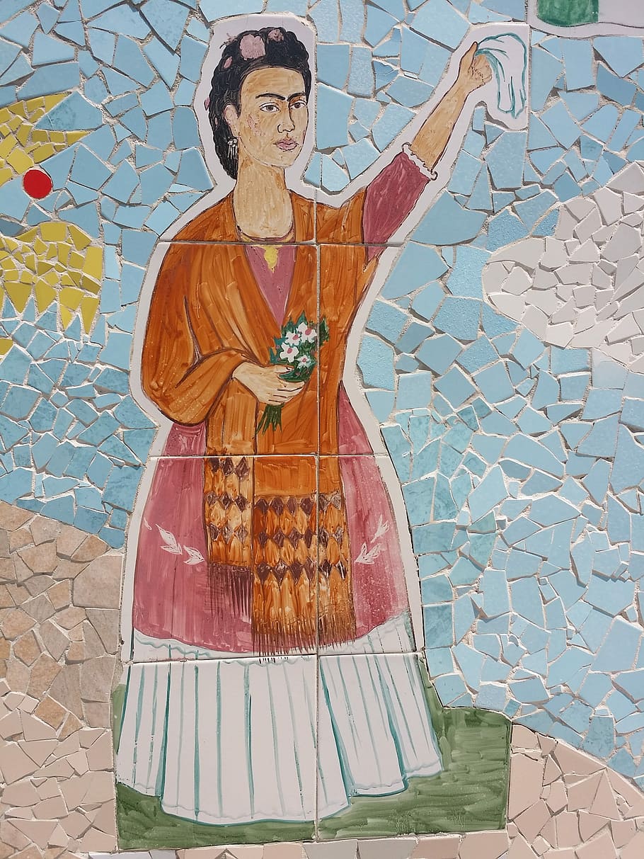 Frida Kahlo mosaic mural painting, Cuba, josé fuster, art, street art, HD wallpaper