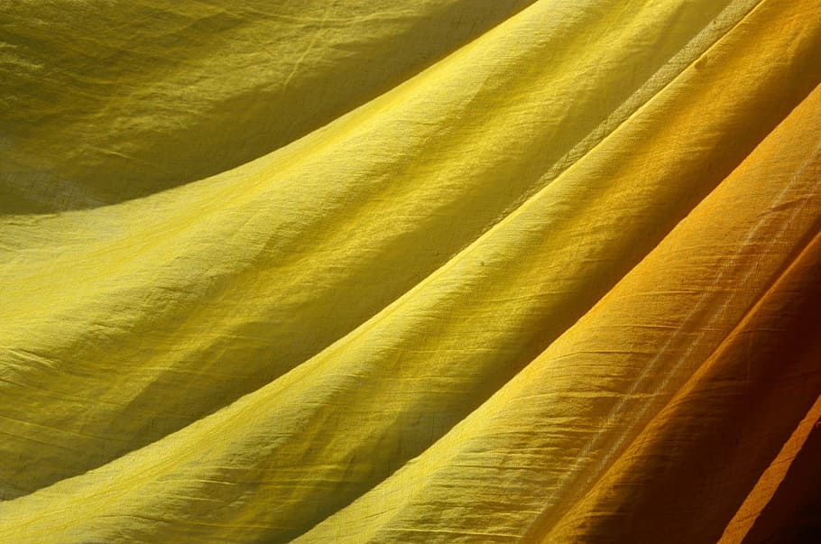 yellow, fabric, structure, bright, slightly, pattern, lines, curtain, HD wallpaper