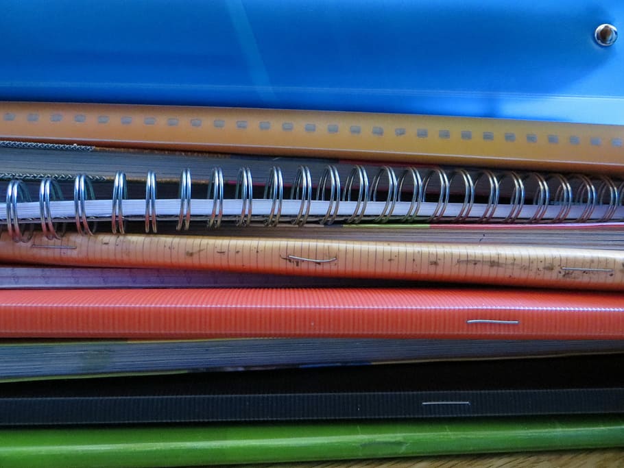 assorted-color books well arranged, Cahiers, School, Material HD wallpaper