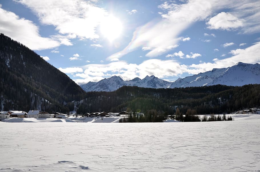 austria, alpine, mountains, sky, clouds, scenics - nature, snow HD wallpaper