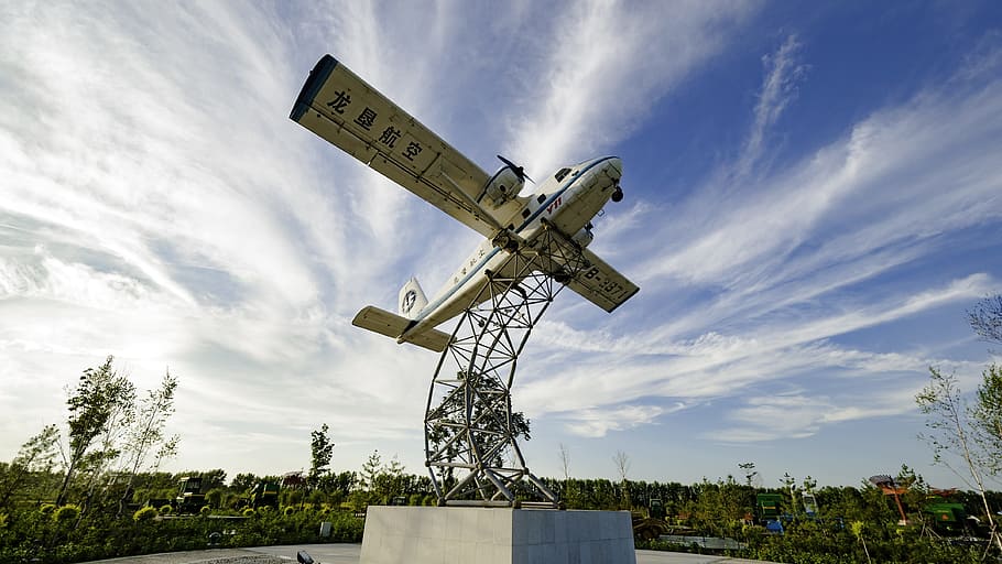 aircraft, cloud, sculpture, sky, cloud - sky, nature, communication HD wallpaper