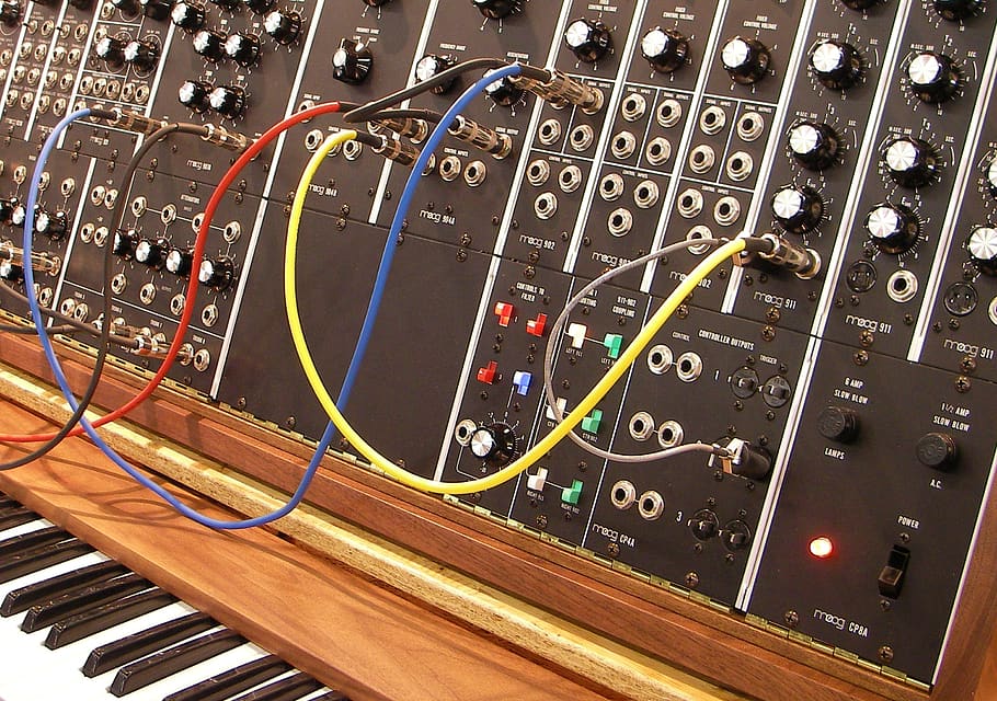 moog, synthesizer, moog modular, musical instrument, technology