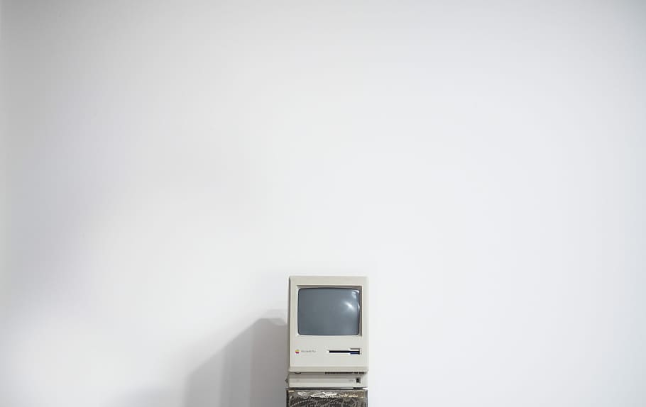 CRT monitor turned off, turned off white CRT television, computer, HD wallpaper